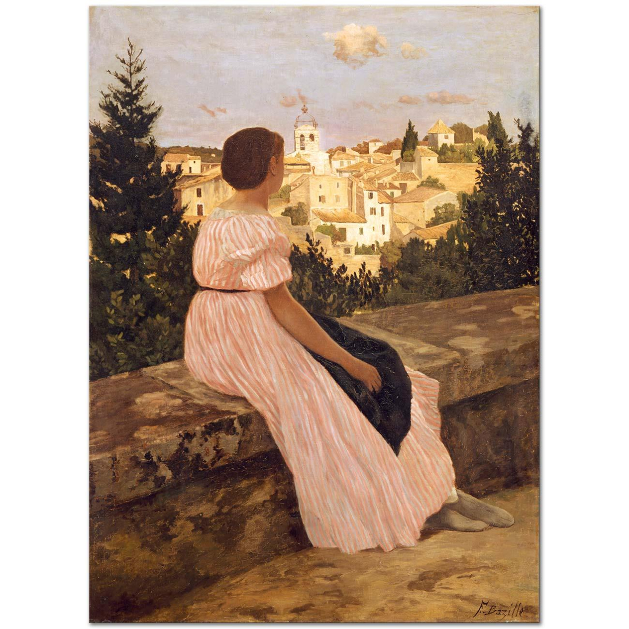 Frederic Bazille Pembe Elbise Kanvas Tablo