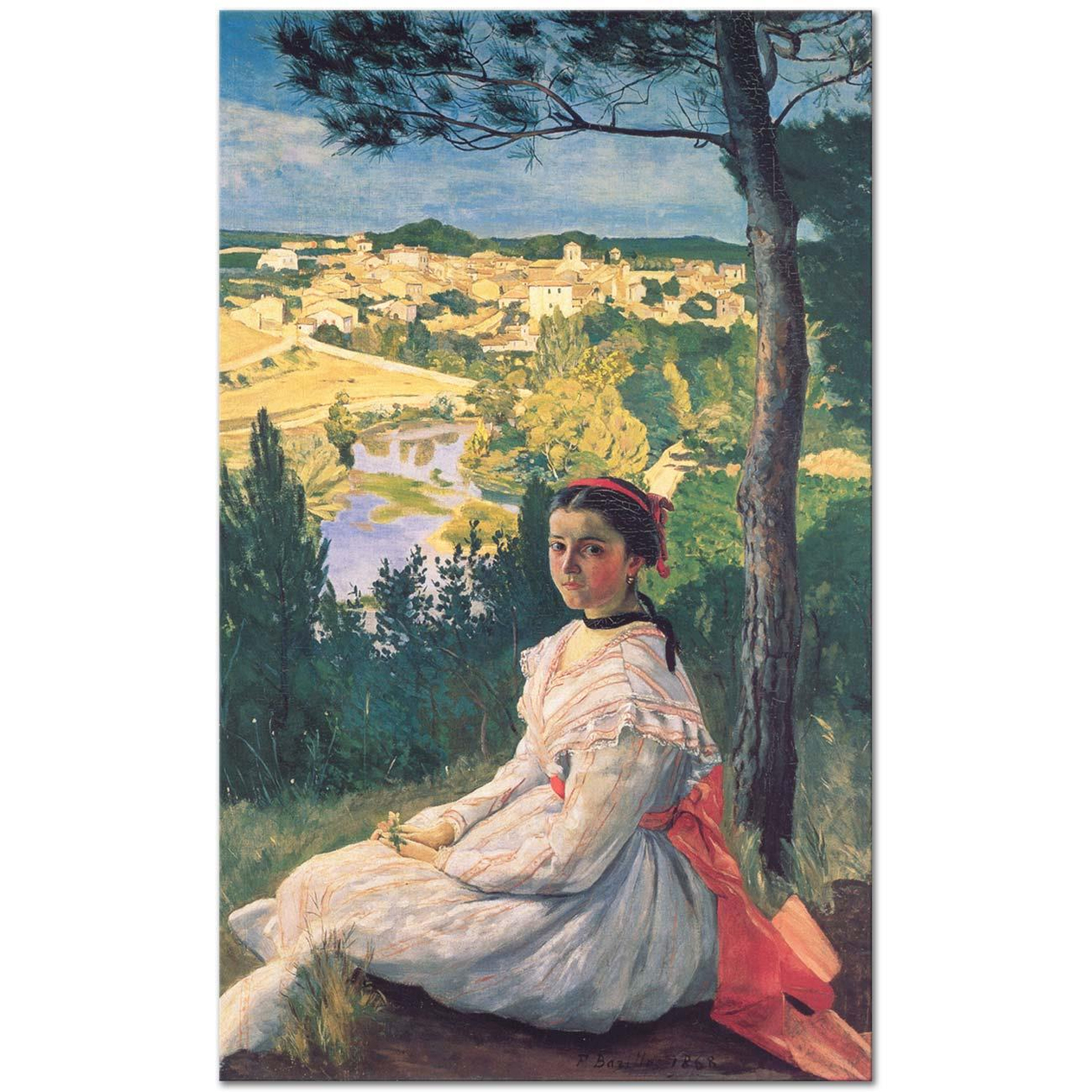 Frederic Bazille Köye Karşı Kanvas Tablo