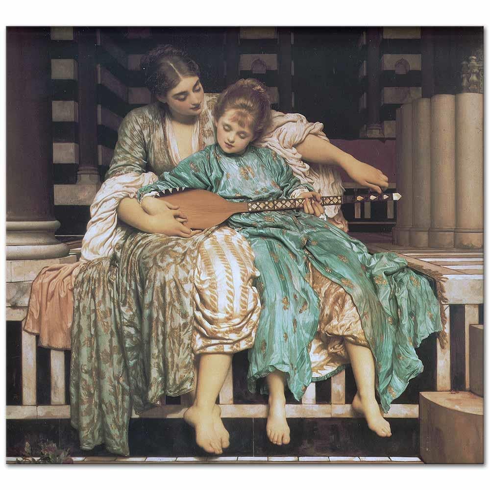 Frederic Leighton Müzik Dersi Kanvas Tablo
