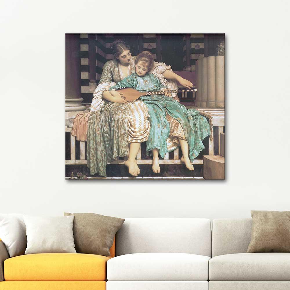 Frederic Leighton Müzik Dersi Kanvas Tablo