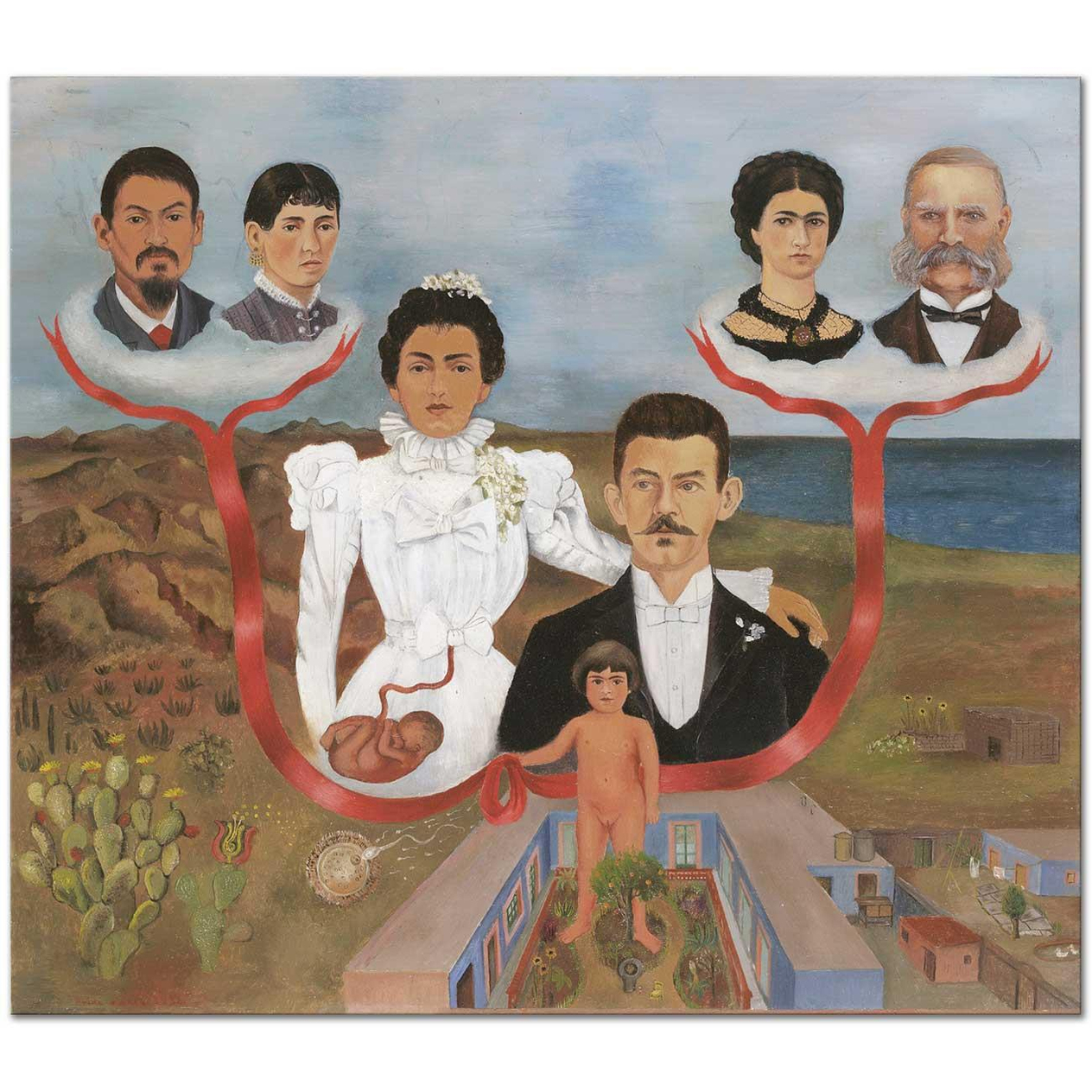 Frida Kahlo Soy Ağacı Kanvas Tablo