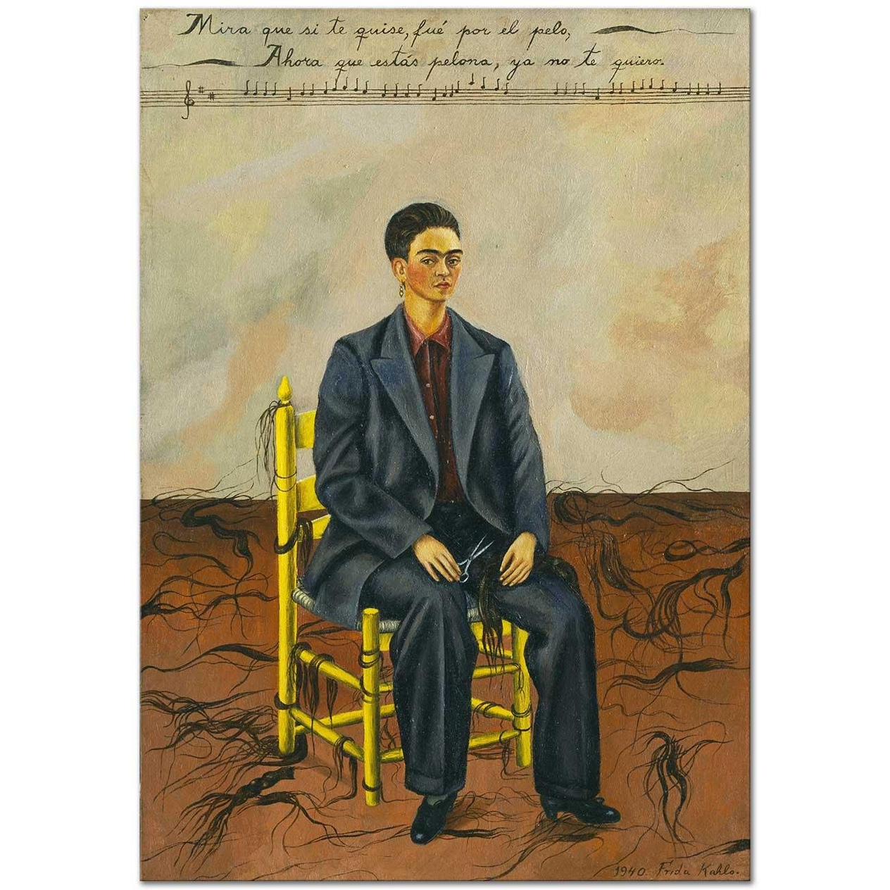 Frida Kahlo Kesik Saçları ile Kendi Portresi Kanvas Tablo