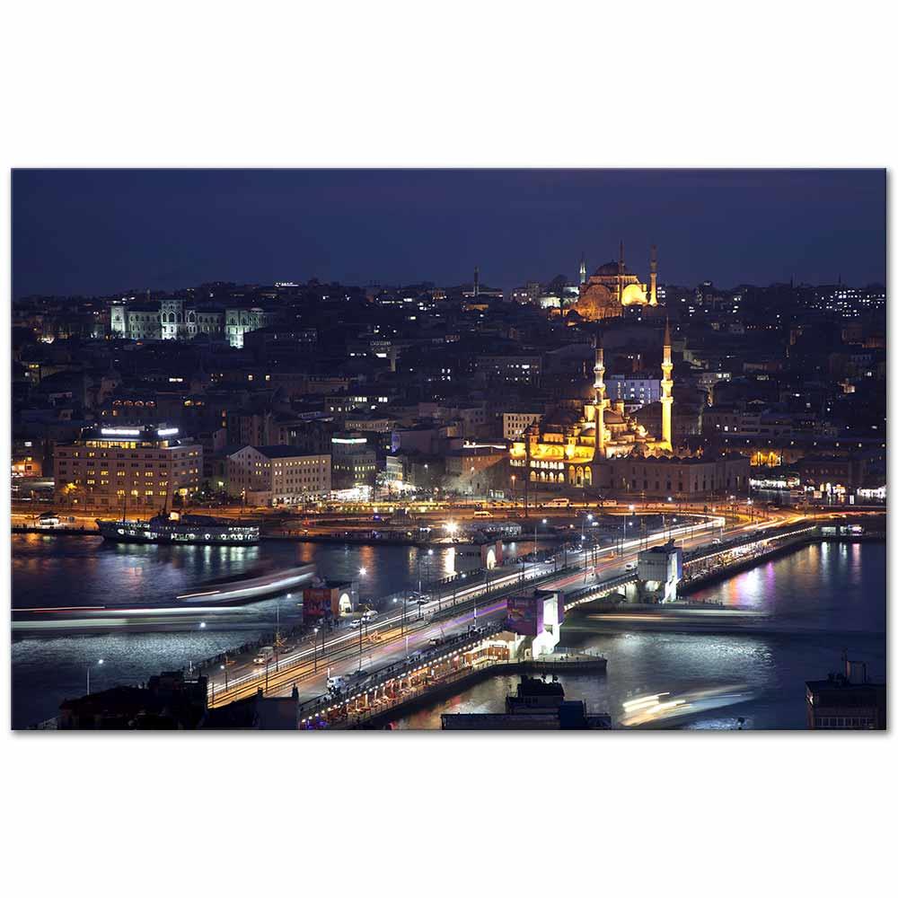 Gece Galata Köprüsü Kanvas Tablo