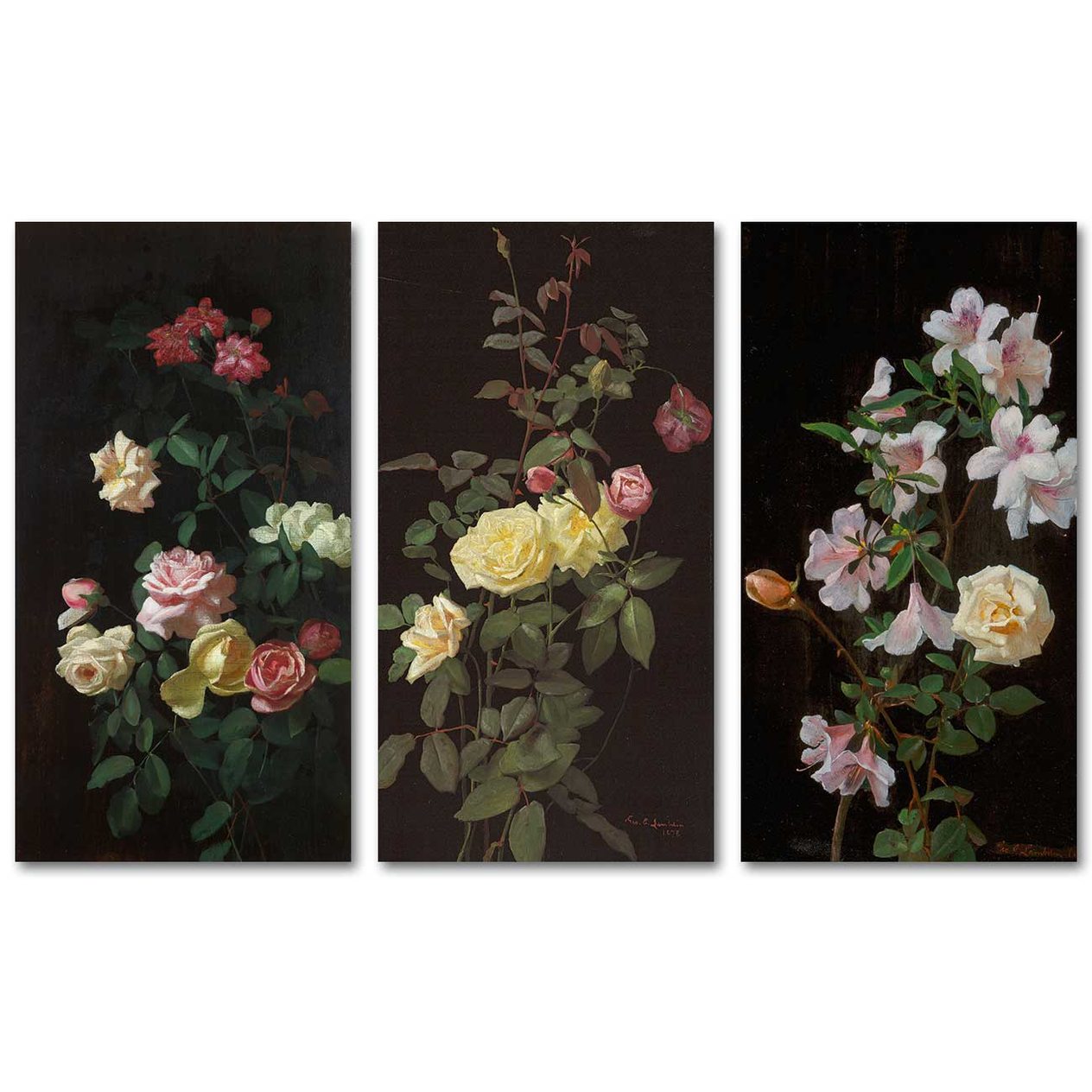 George Cochran Lambdin Still Life with Roses 3 Pieces Set Art Print