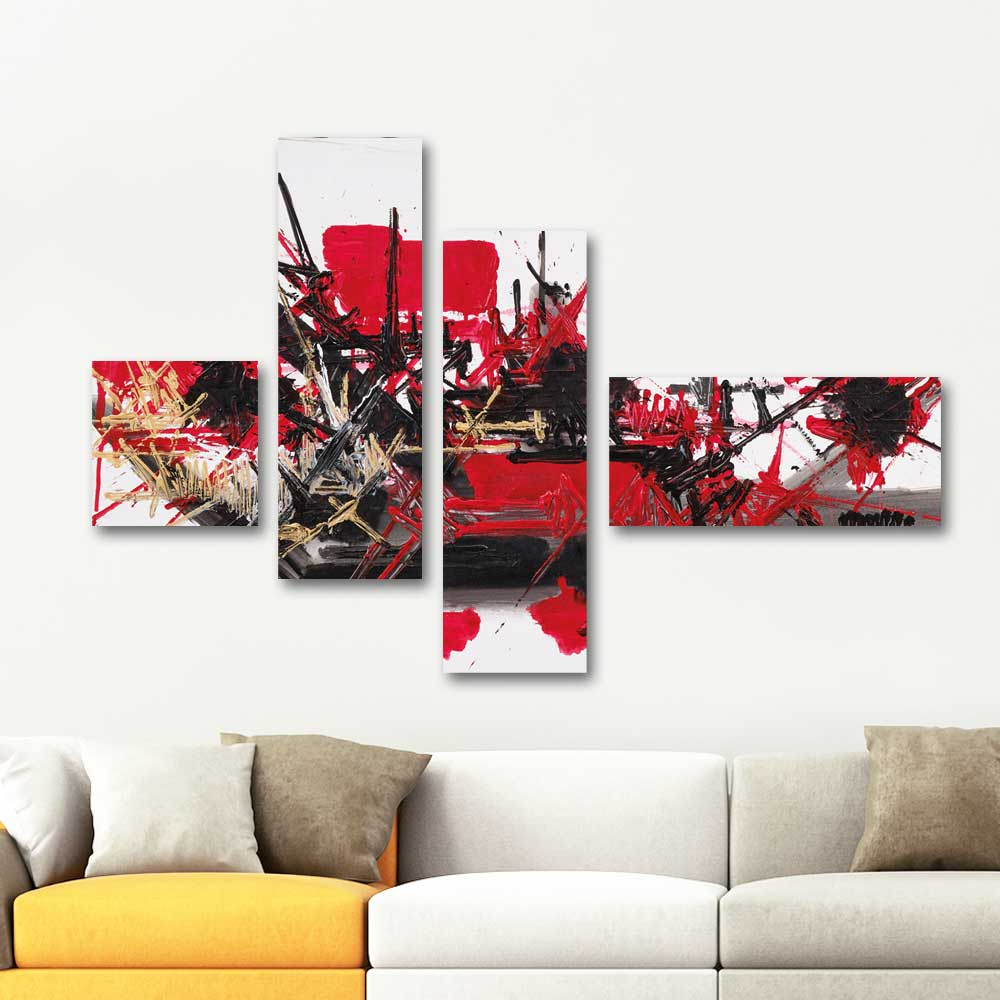 Georges Mathieu Composition 4 Pieces Canvas Set