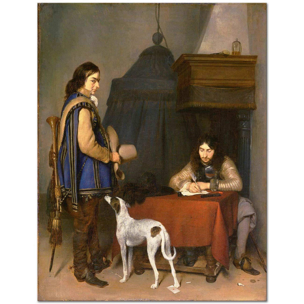 Gerard ter Borch Mektup Yazan Memur ve Trompetçi Kanvas Tablo