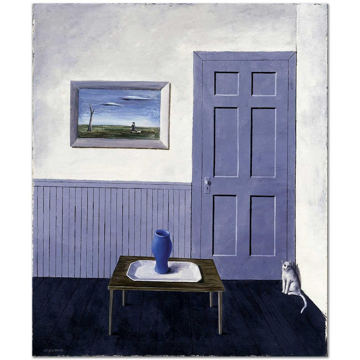 Gertrude Abercrombie Beyaz Kedi Kanvas Tablo