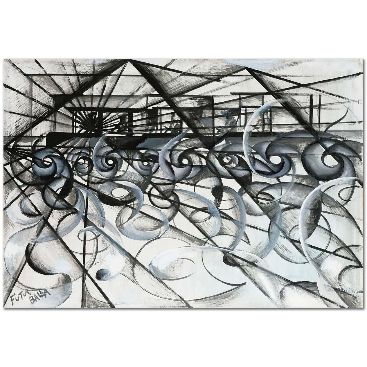 Giacomo Balla Yarış Arabaları Kanvas Tablo