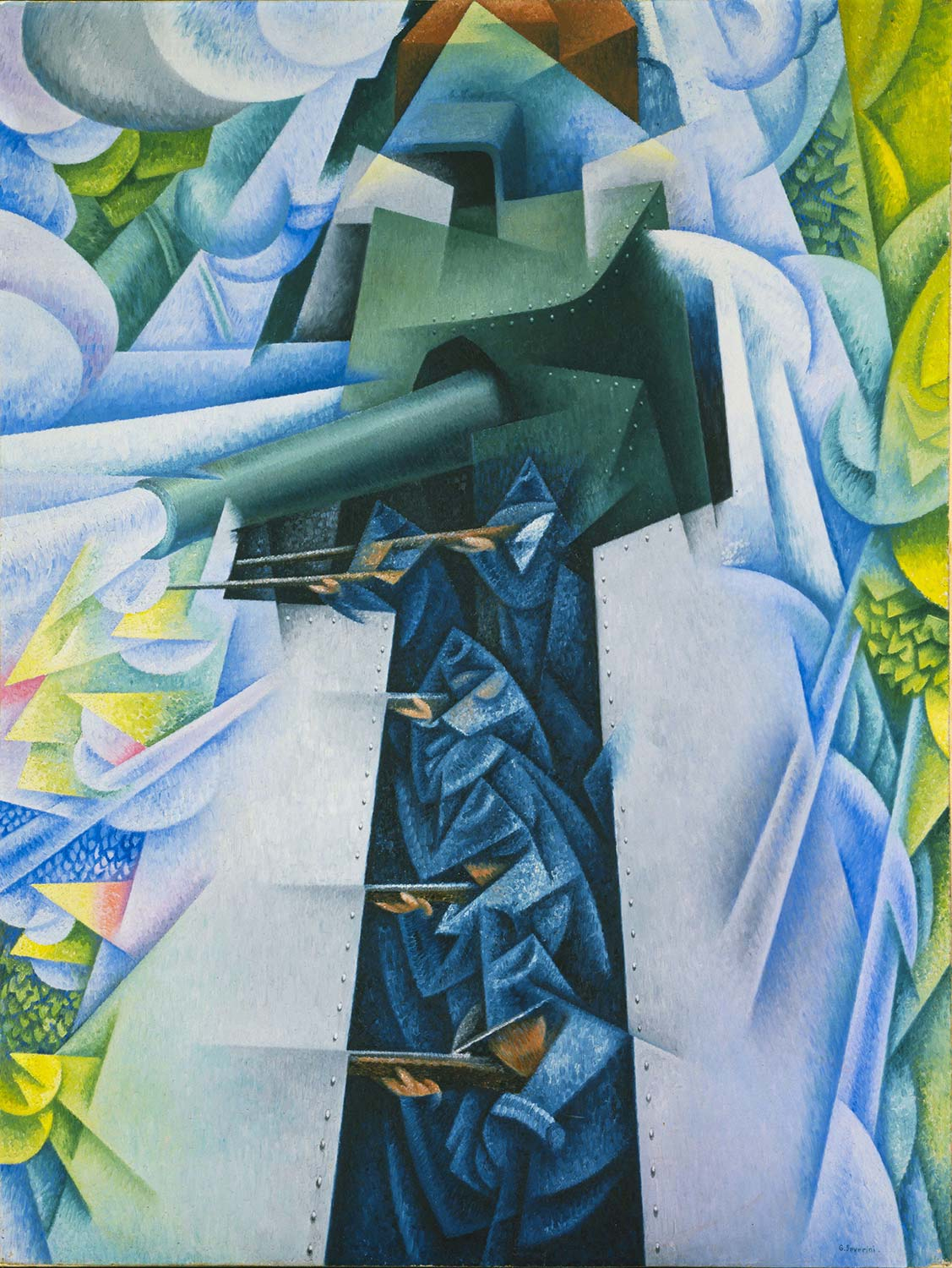 Armored Train in Action by Gino Severini