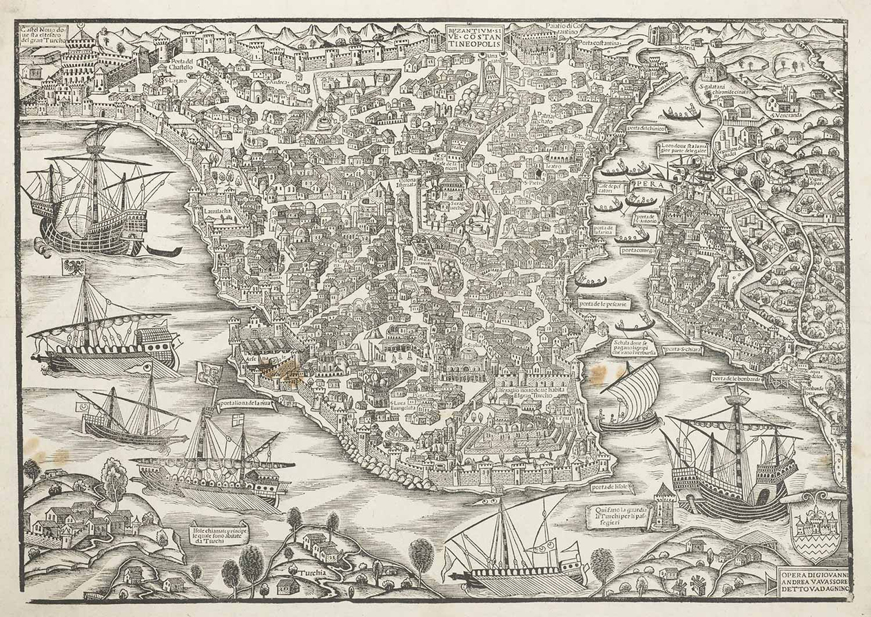 Giovanni Andrea Vavassore Istanbul Haritası Kanvas Tablo
