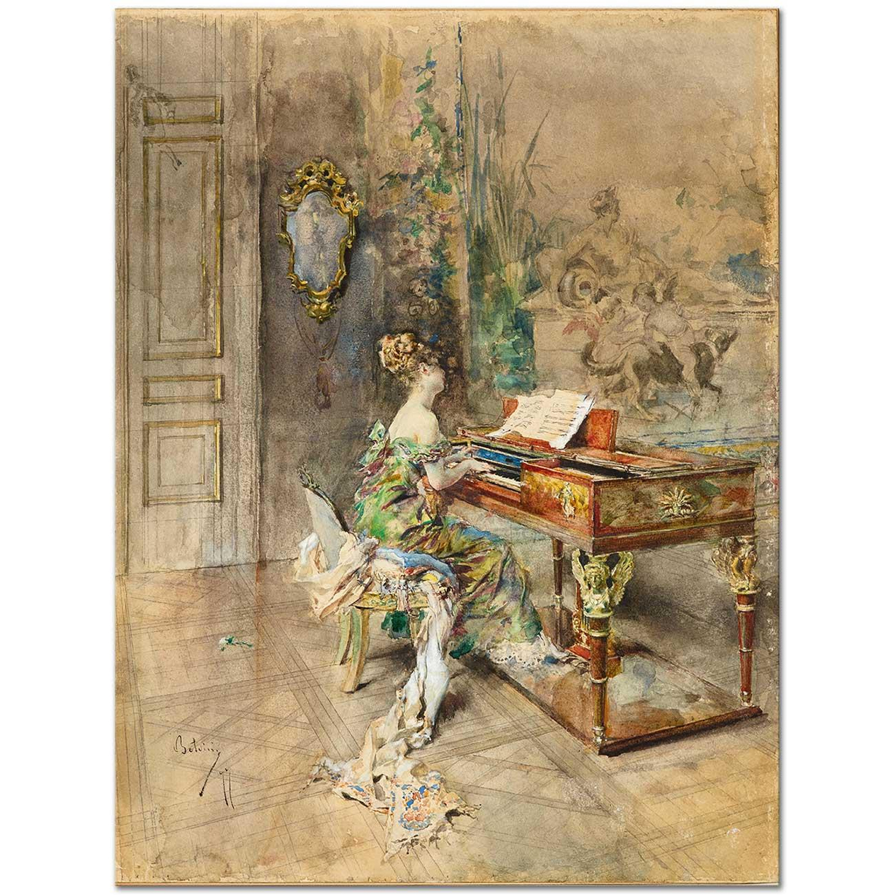 Giovanni Boldini Pianista in Abito Settecentesco Art Print