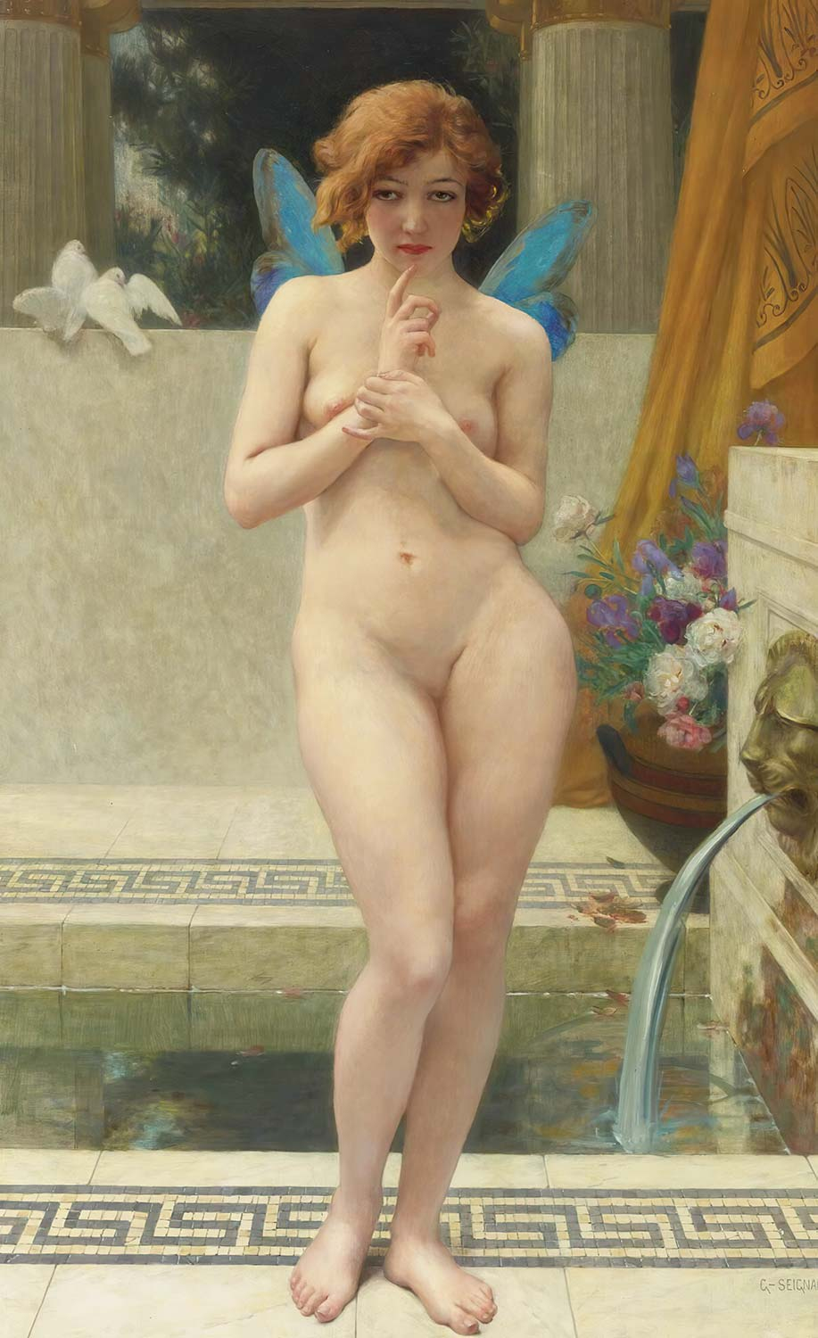 Guillaume Seignac Psyche Çeşme Başında Kanvas Tablo