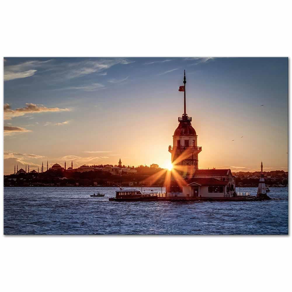 Gün Batımında İstanbul ve Kız Kulesi Kanvas Tablo