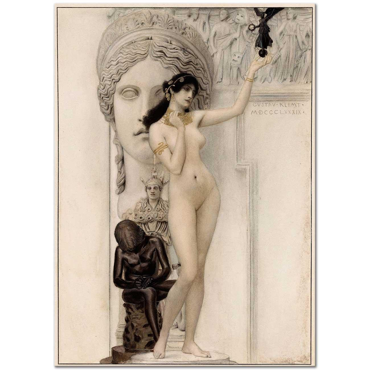Gustav Klimt Heykel Allegorisi Kanvas Tablo