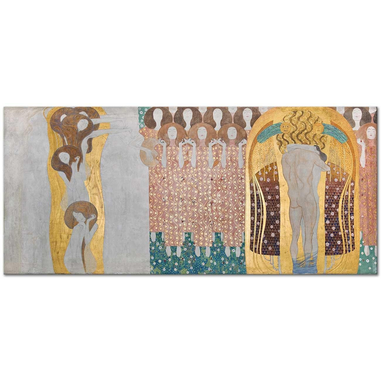 Gustav Klimt Beethoven Freski Panel 8 Kanvas Tablo