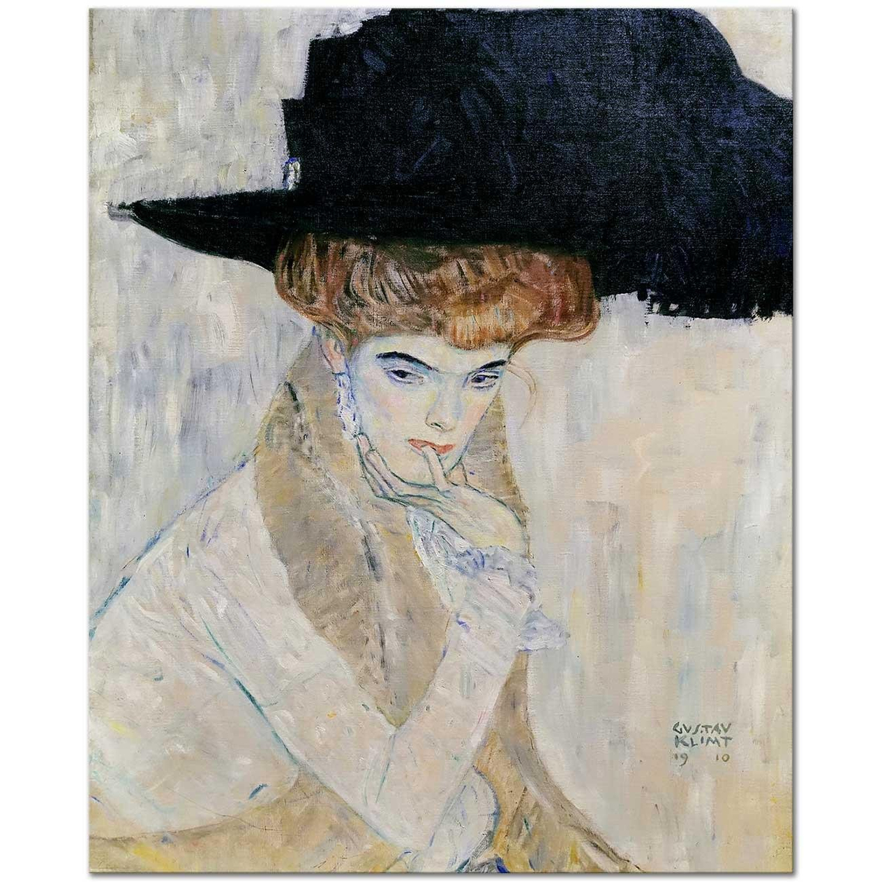 Gustav Klimt Siyah Şapka Kanvas Tablo