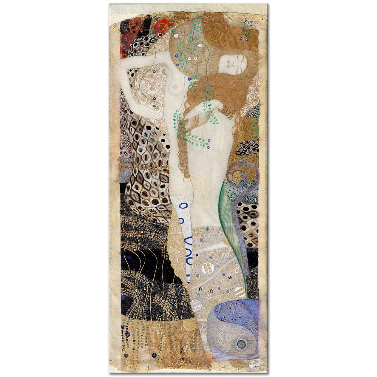 Gustav Klimt Su Yılanı ile Kanvas Tablo