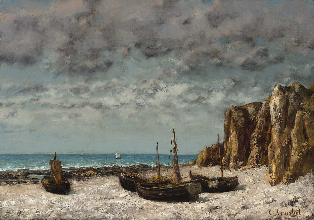 Gustave Courbet Boats On A Beach Etretat Art Print