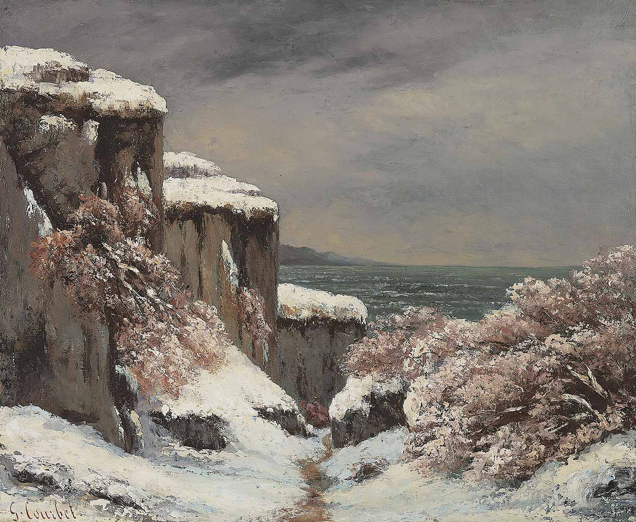 Gustave Courbet Cliffs By The Sea Under The Snow Art Print