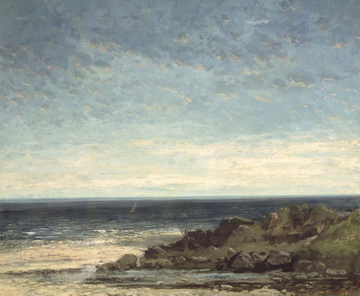 Gustave Courbet Normandiya Sahili Kanvas Tablo