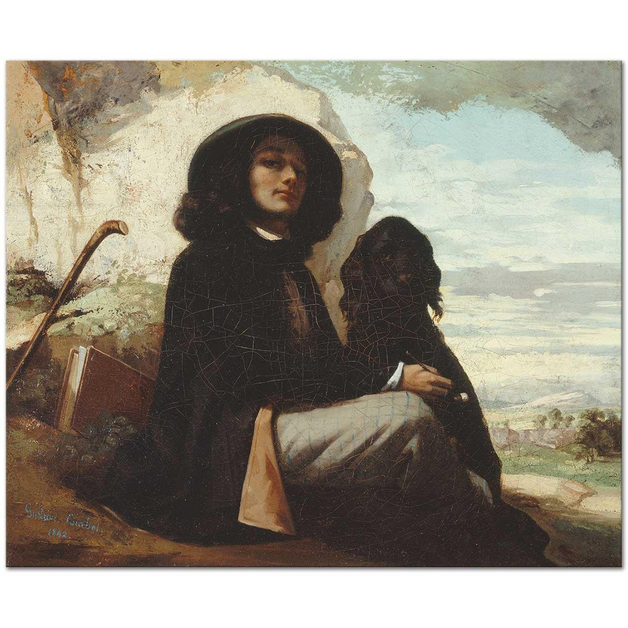 Gustave Courbet Self-Portrait with a Black Dog Art Print