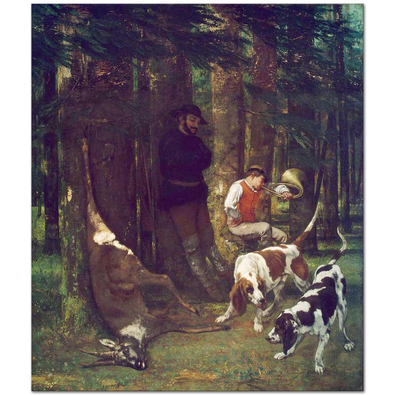 Gustave Courbet Avda Köpeklerle Kanvas Tablo