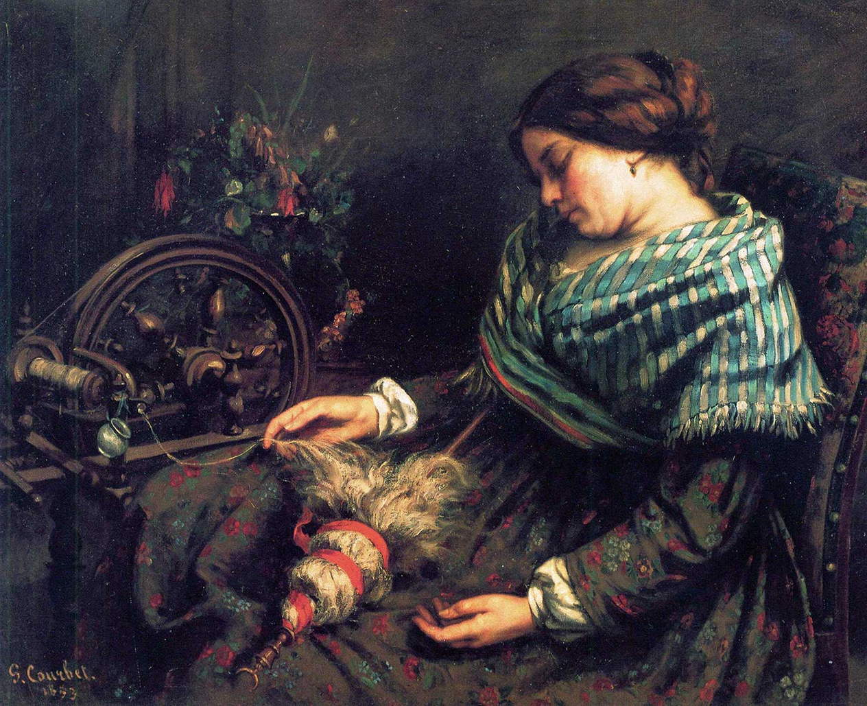 Gustave Courbet Uyuyan Örgücü Kanvas Tablo