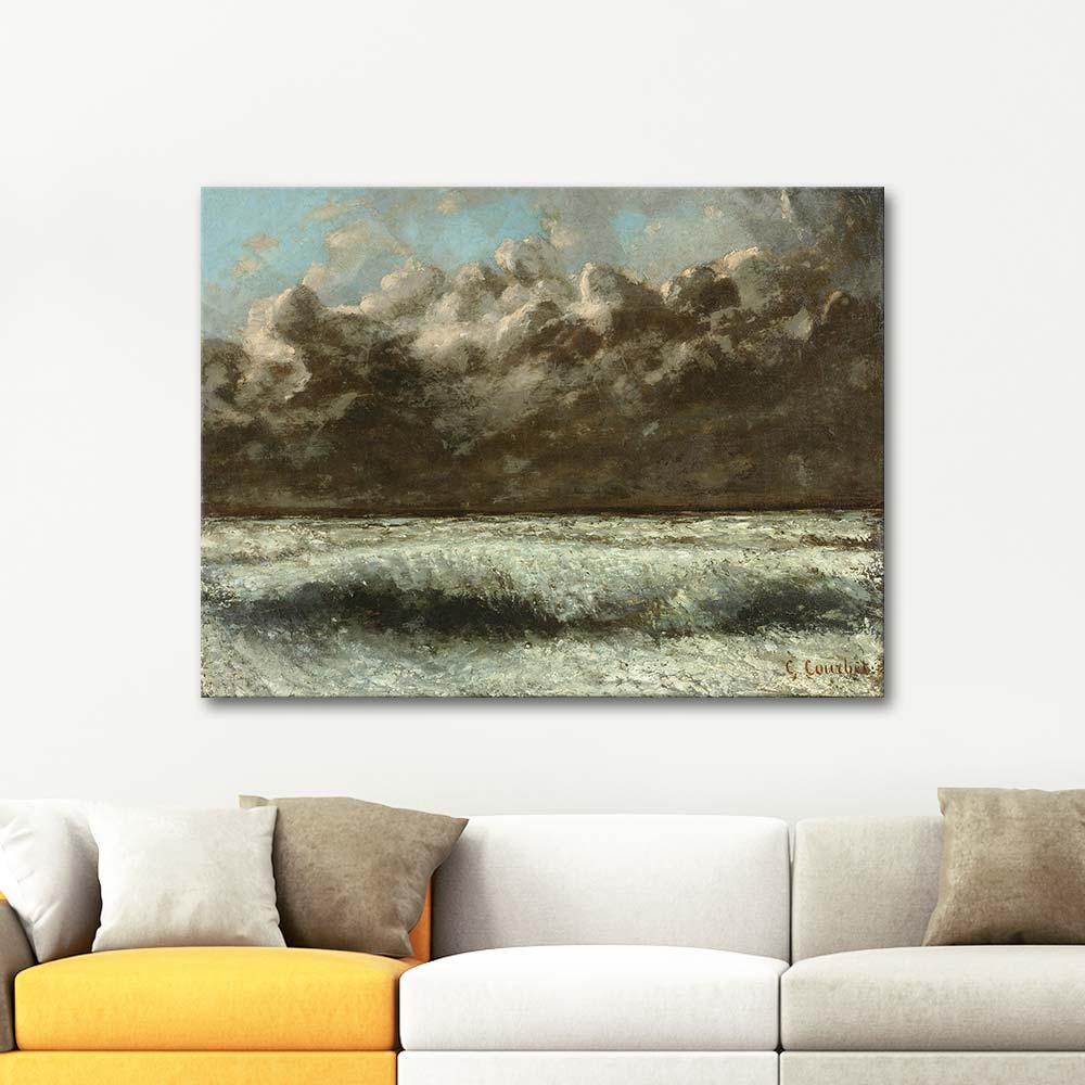 Gustave Courbet Normandiya Sahilinde Dalgalar Kanvas Tablo