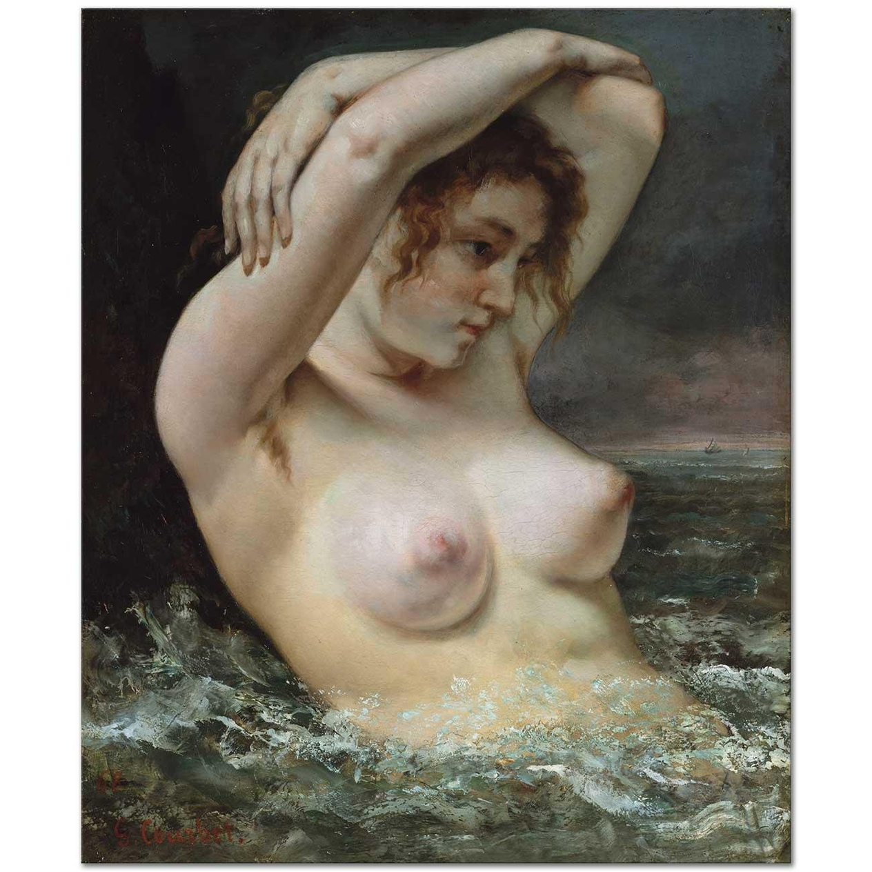 Gustave Courbet Dalgalar İçindeki Kadın Kanvas Tablo