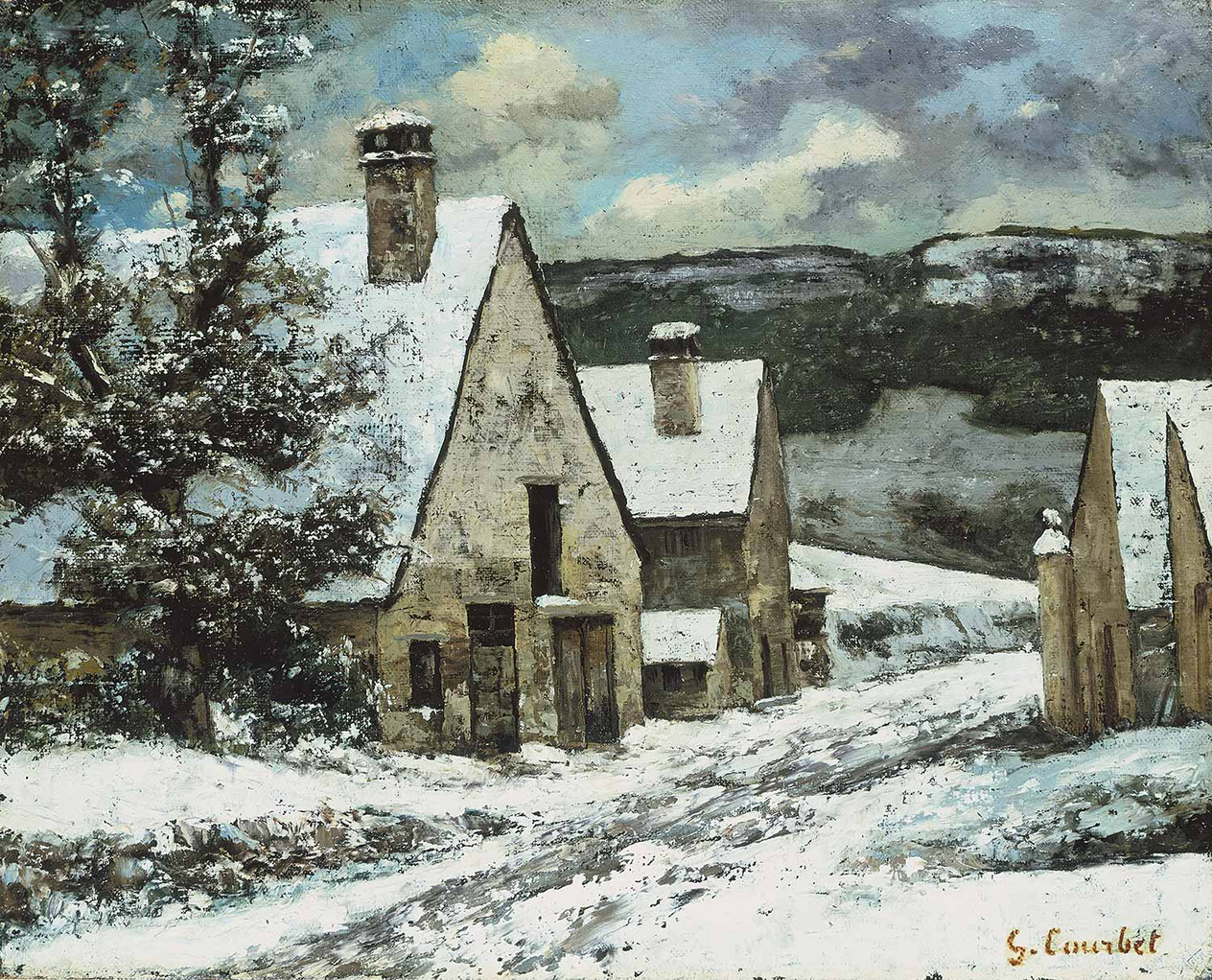 Gustave Courbet Edge Köyü Kar Altında Kanvas Tablo