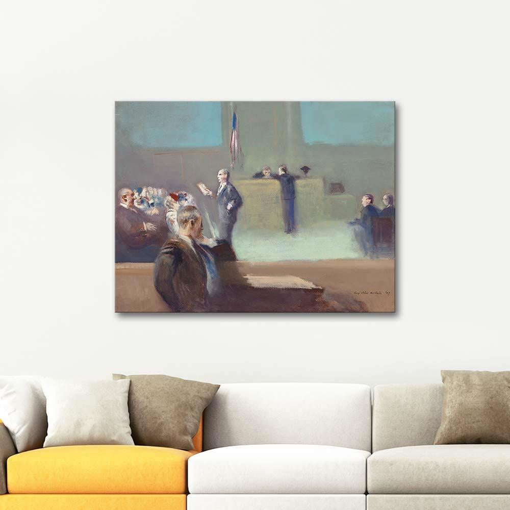Guy Pene du Bois Addressing the Jury Art Print
