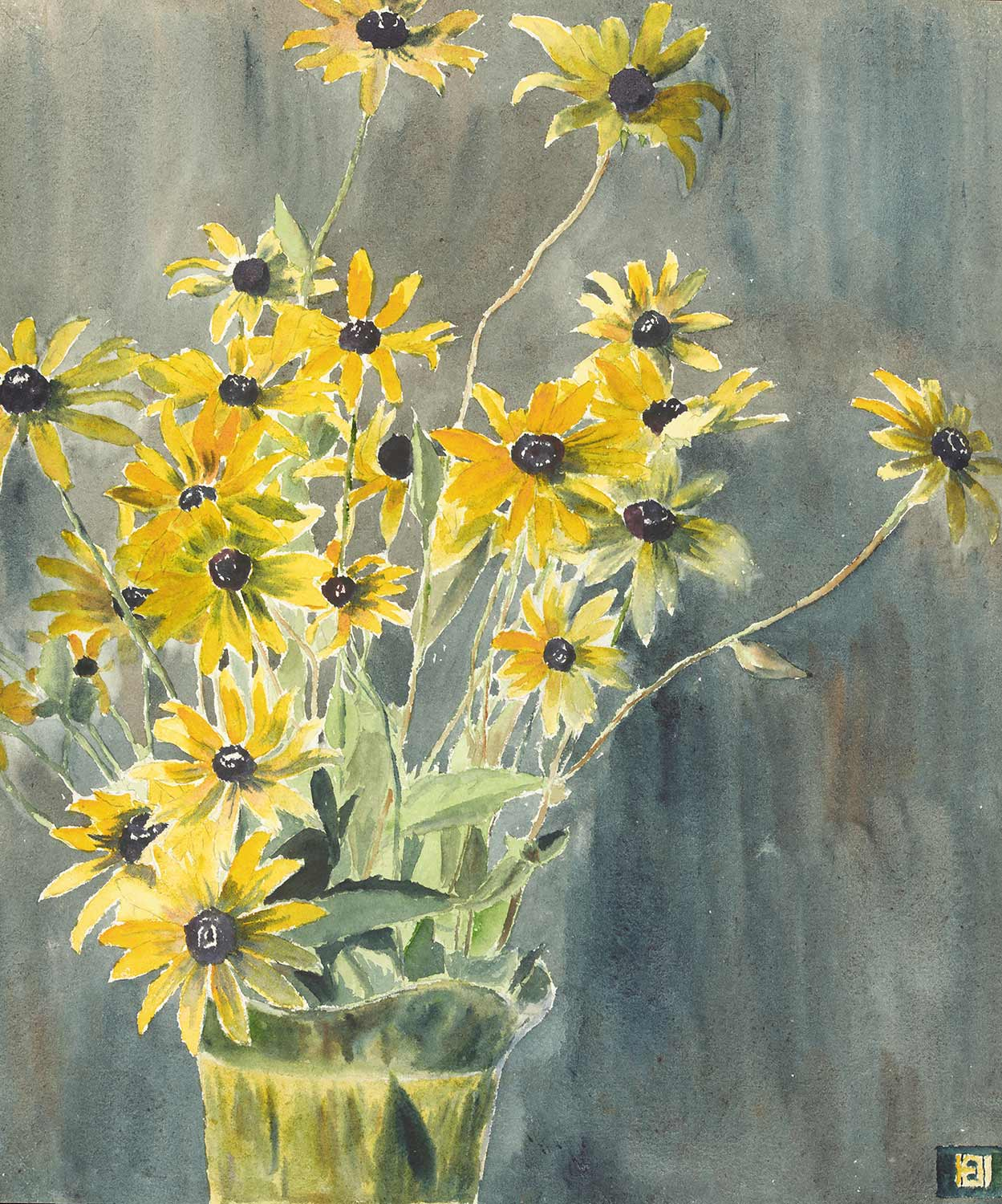 Hannah Borger Overbeck Vase with Black Eyed Susans Art Print