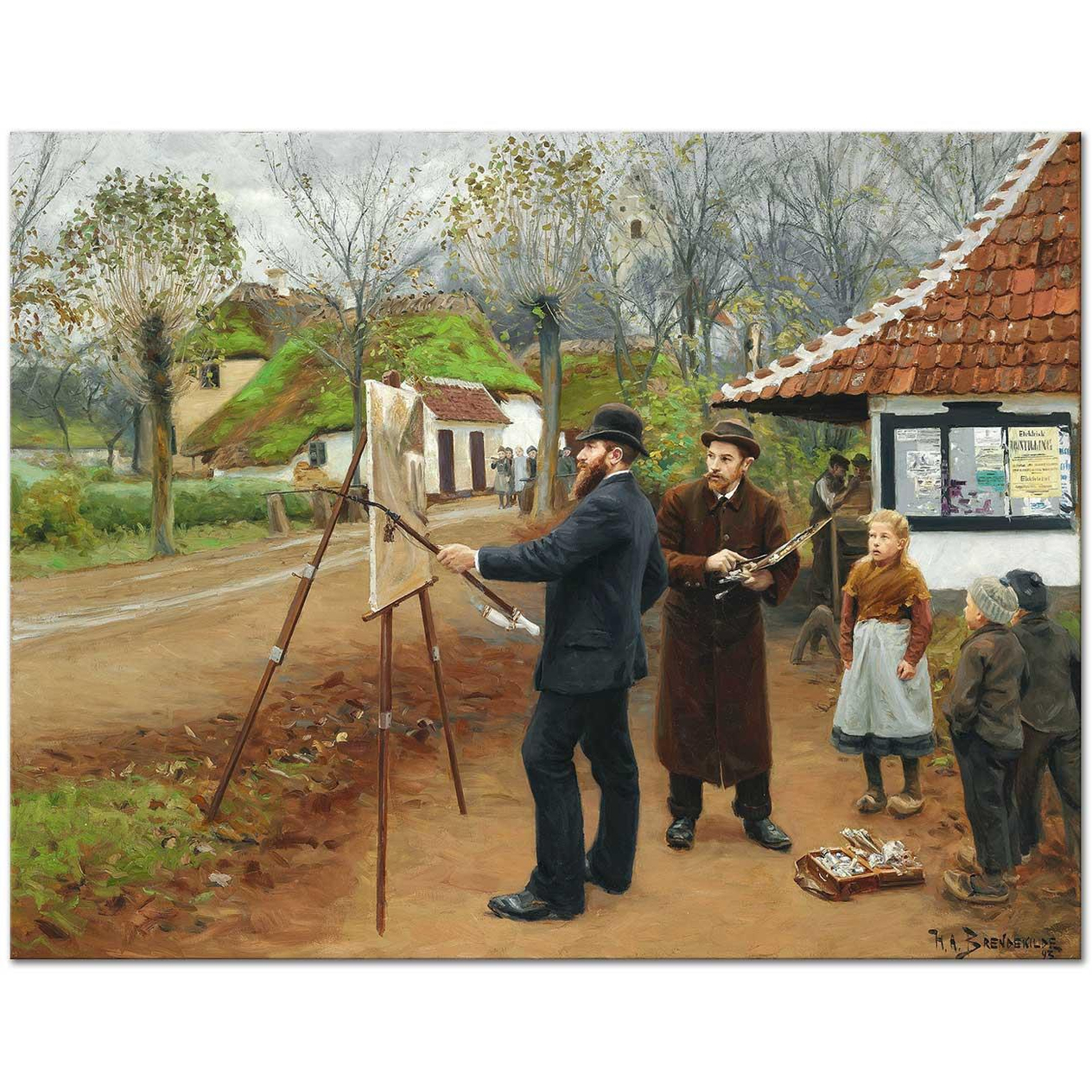 Hans Andersen Brendekilde Aasum Smithy Yakınlarında Resim Çalışması Kanvas Tablo
