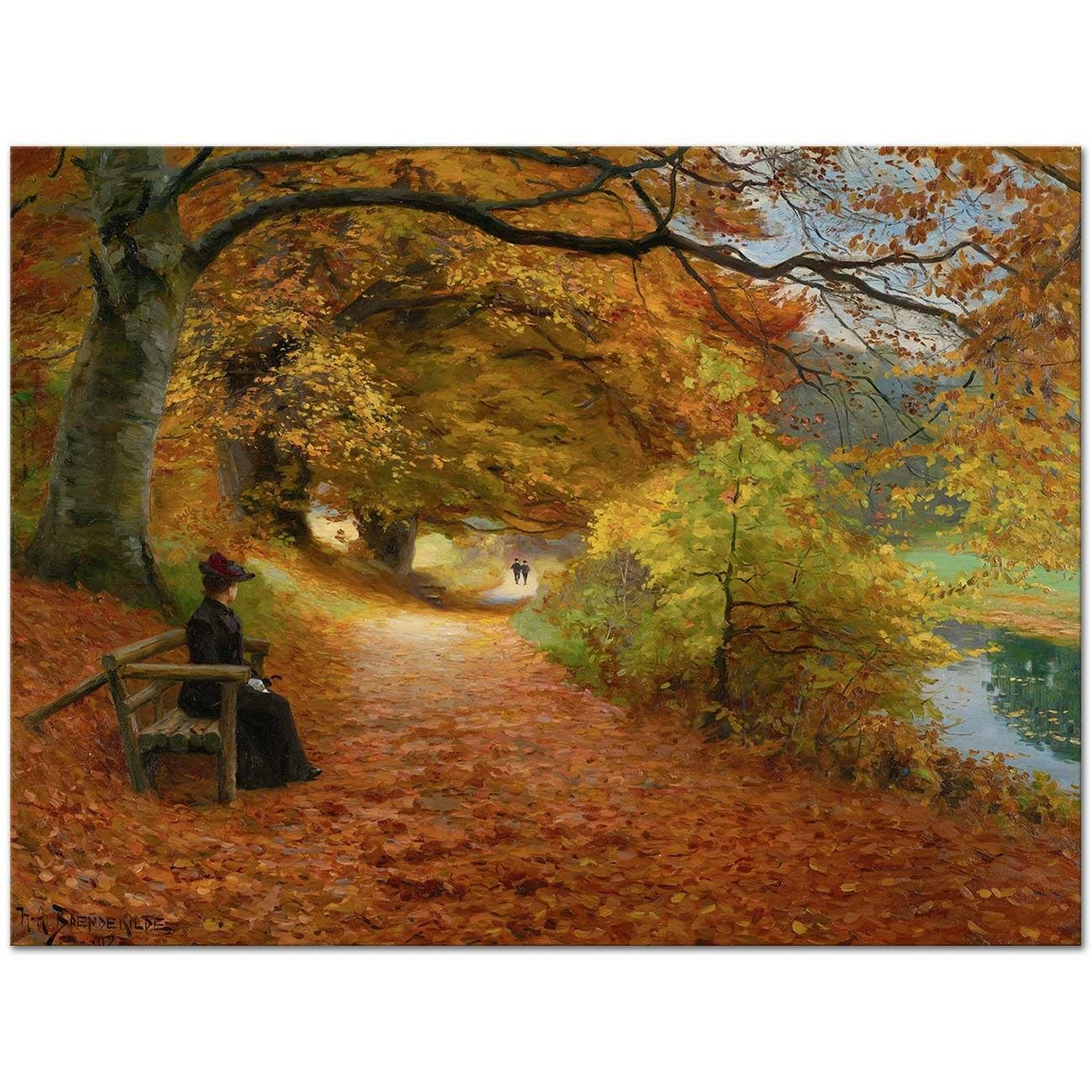 Wooded Path In Autumn by Hans Andersen Brendekilde