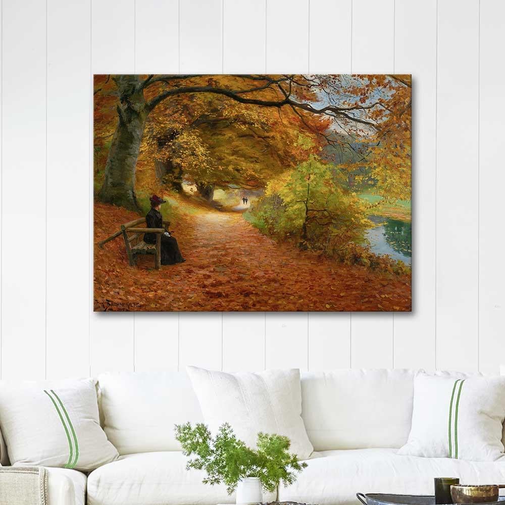 Hans Andersen Brendekilde Wooded Path In Autumn Art Print