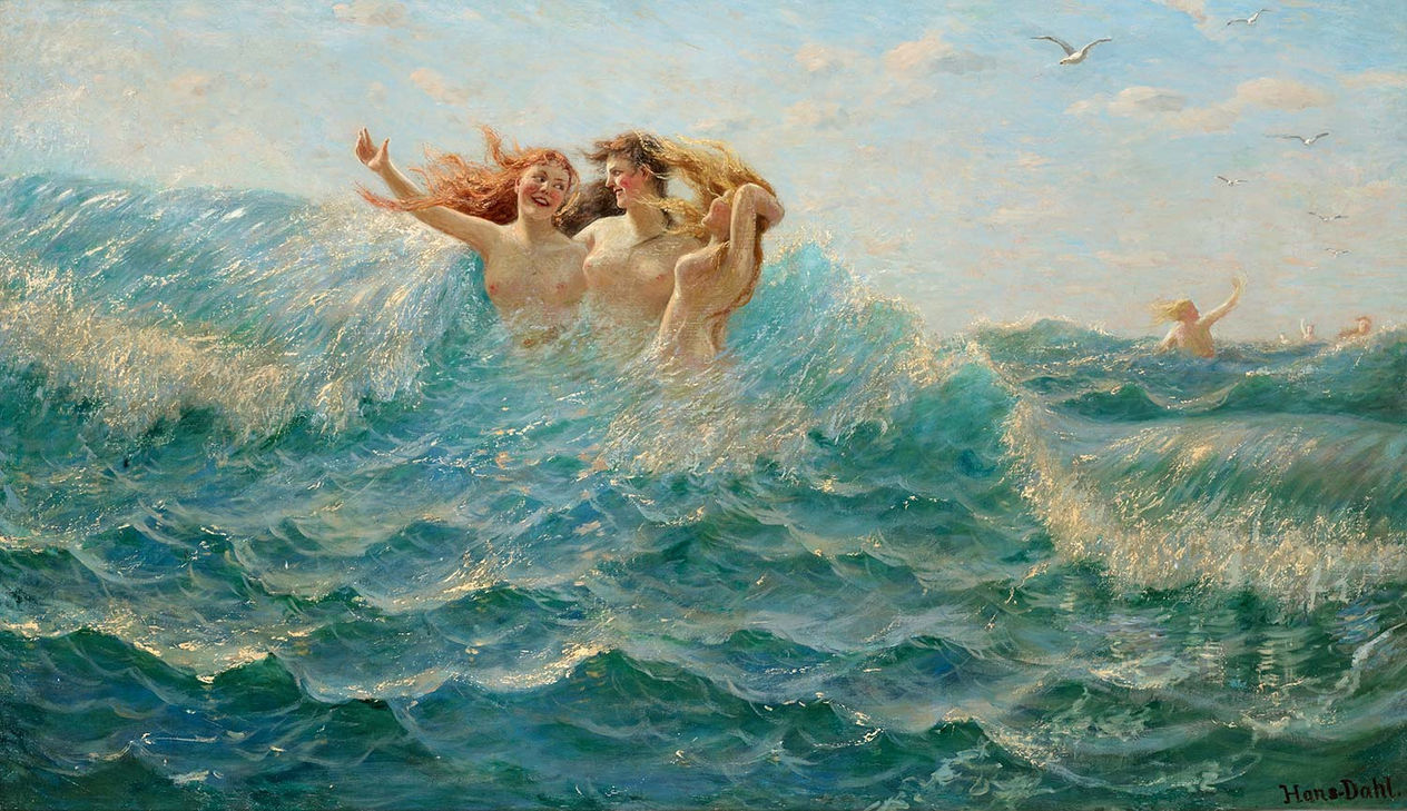 Hans Dahl Bathing Nymphs Art Print