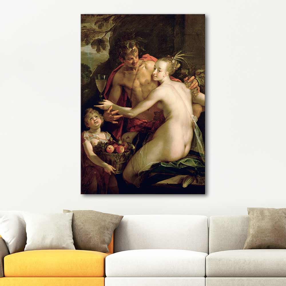 Hans von Aachen Bacchus Ceres and Cupid Art Print