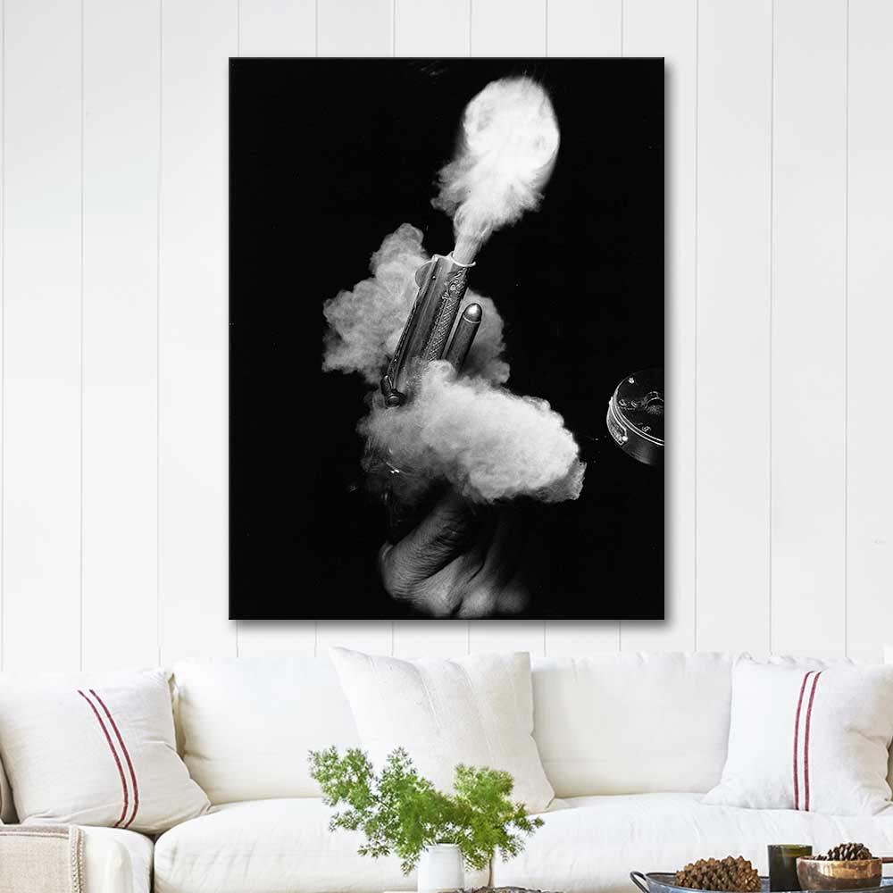 Harold Eugene Edgerton Antik Silah Ateşlenirken Kanvas Tablo
