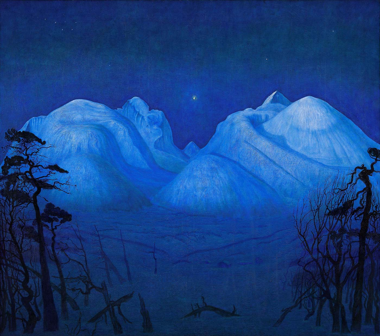 Harold Sohlberg Winter Night in the Mountains Art Print