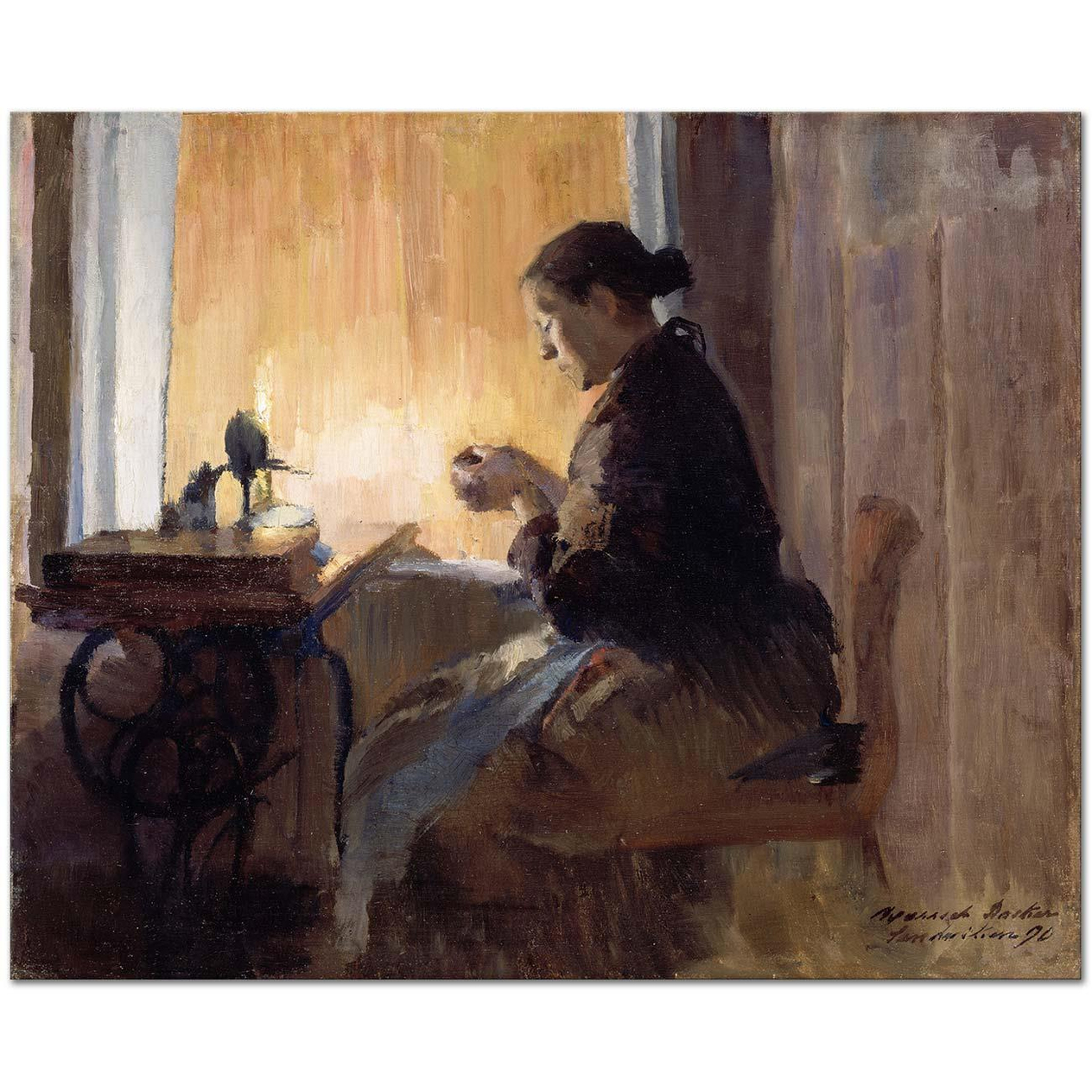 Harriet Backer Lamba Işığında Kanvas Tablo