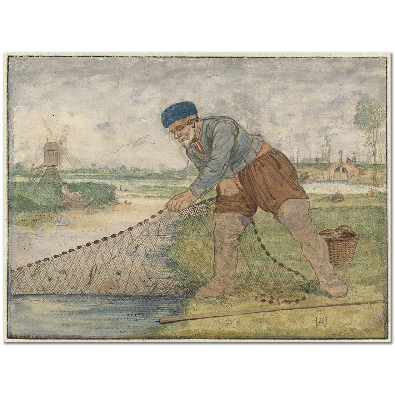 Hendrick Avercamp A Fisherman Hauling in his Net Art Print