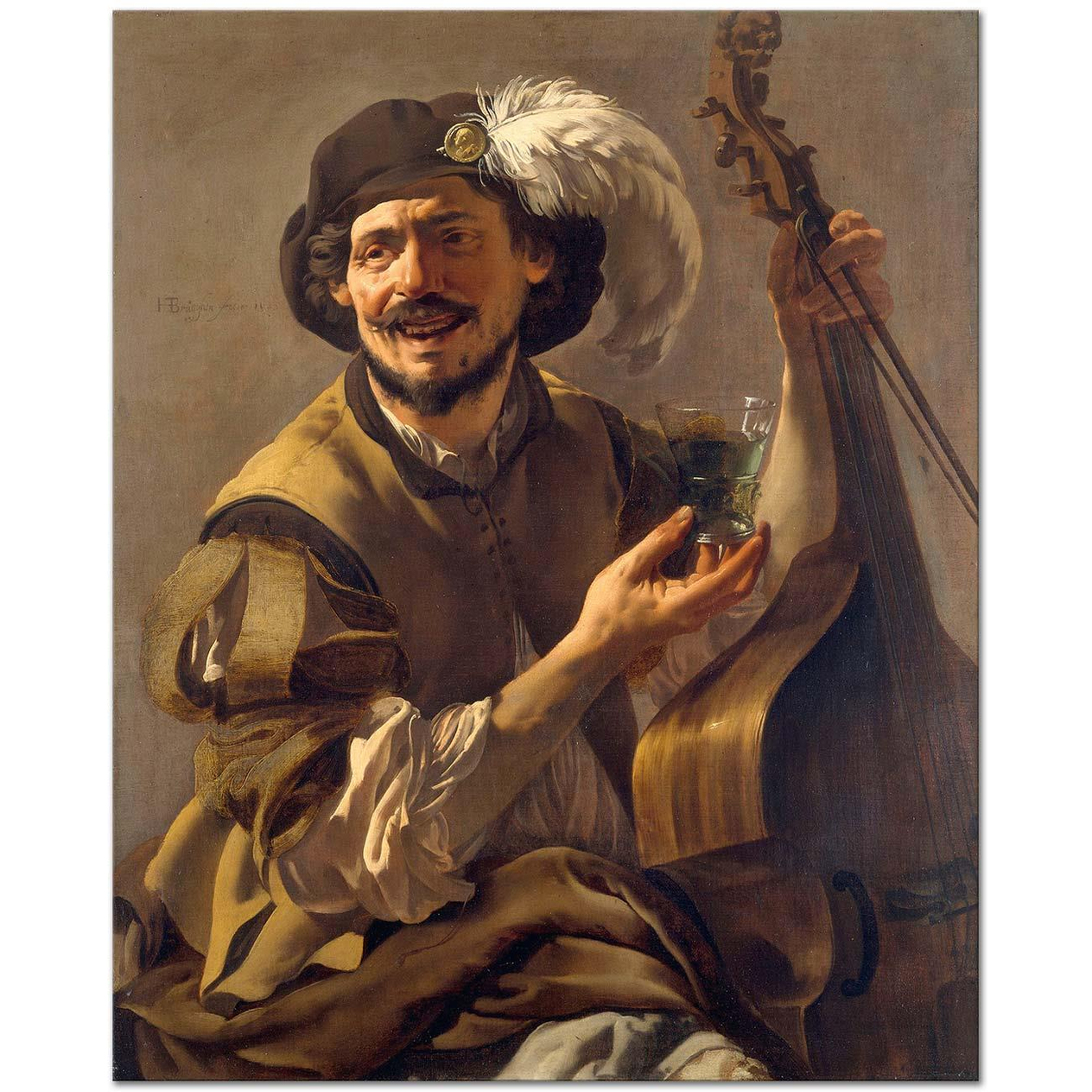 Hendrick ter Brugghen Bas Viyola ve Kadeh Kanvas Tablo
