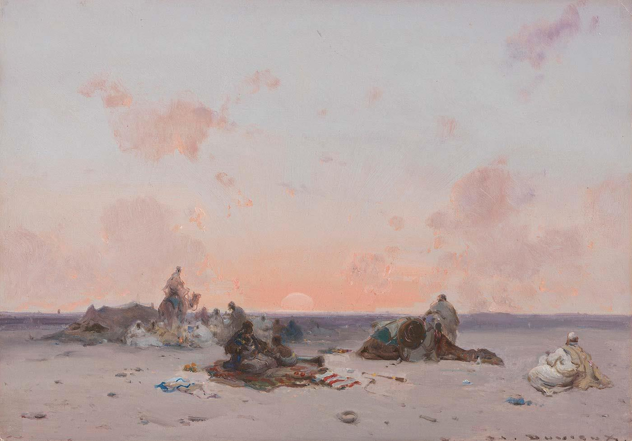 Sunset in the Desert over a Bedouin Camp by Henri Duvieux
