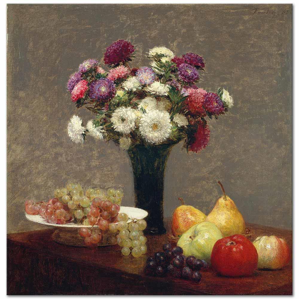 Henri Fantin Latour Yıldız Çiçekleri ve Meyveler Kanvas Tablo