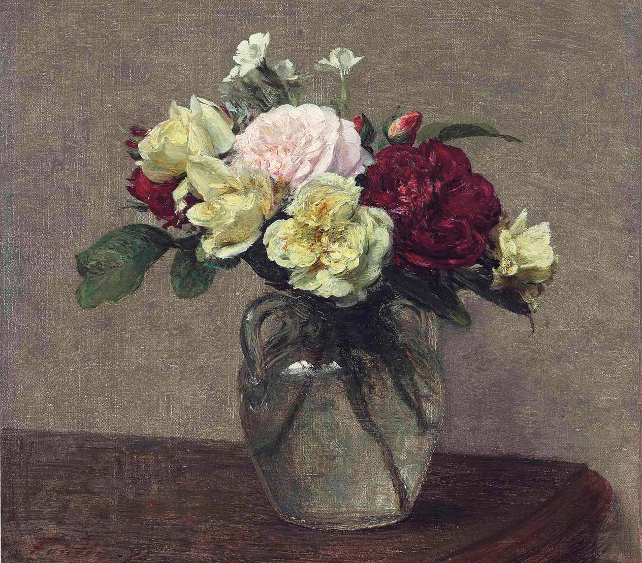 Henri Fantin Latour Bouquet Of Various Roses And Carnations Art Print