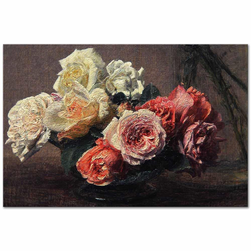 Henri Fantin-Latour Pembe ve Beyaz Güller Kanvas Tablo