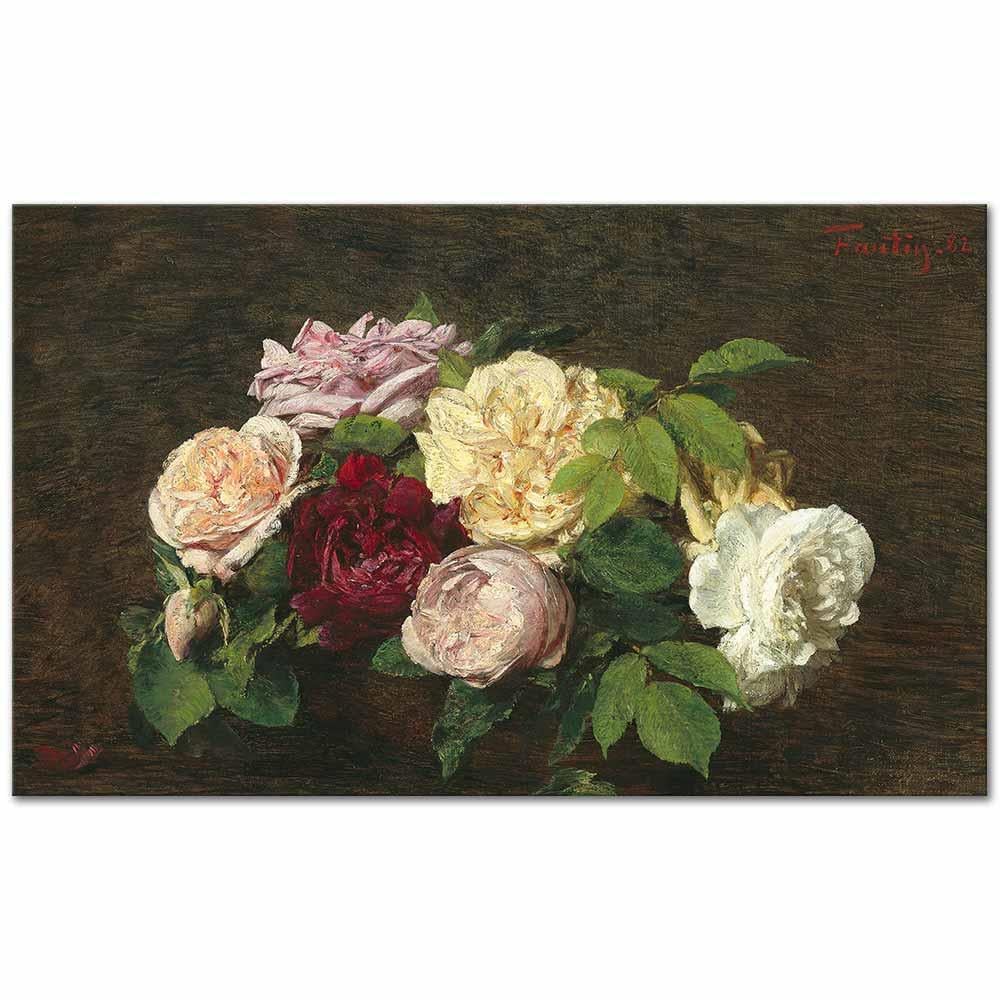 Henri Fantin Latour Masada Nice Gülleri Kanvas Tablo