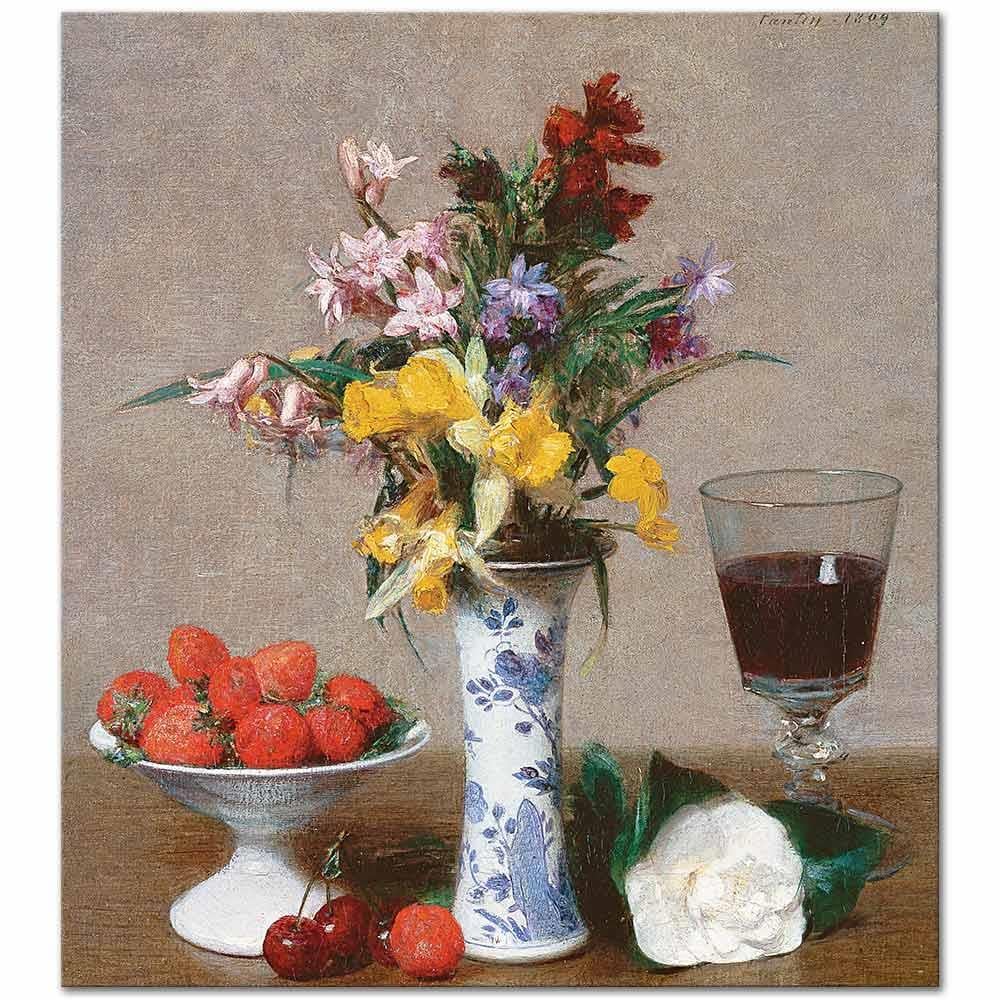Henri Fantin-Latour Çilekli Natürmort Kanvas Tablo