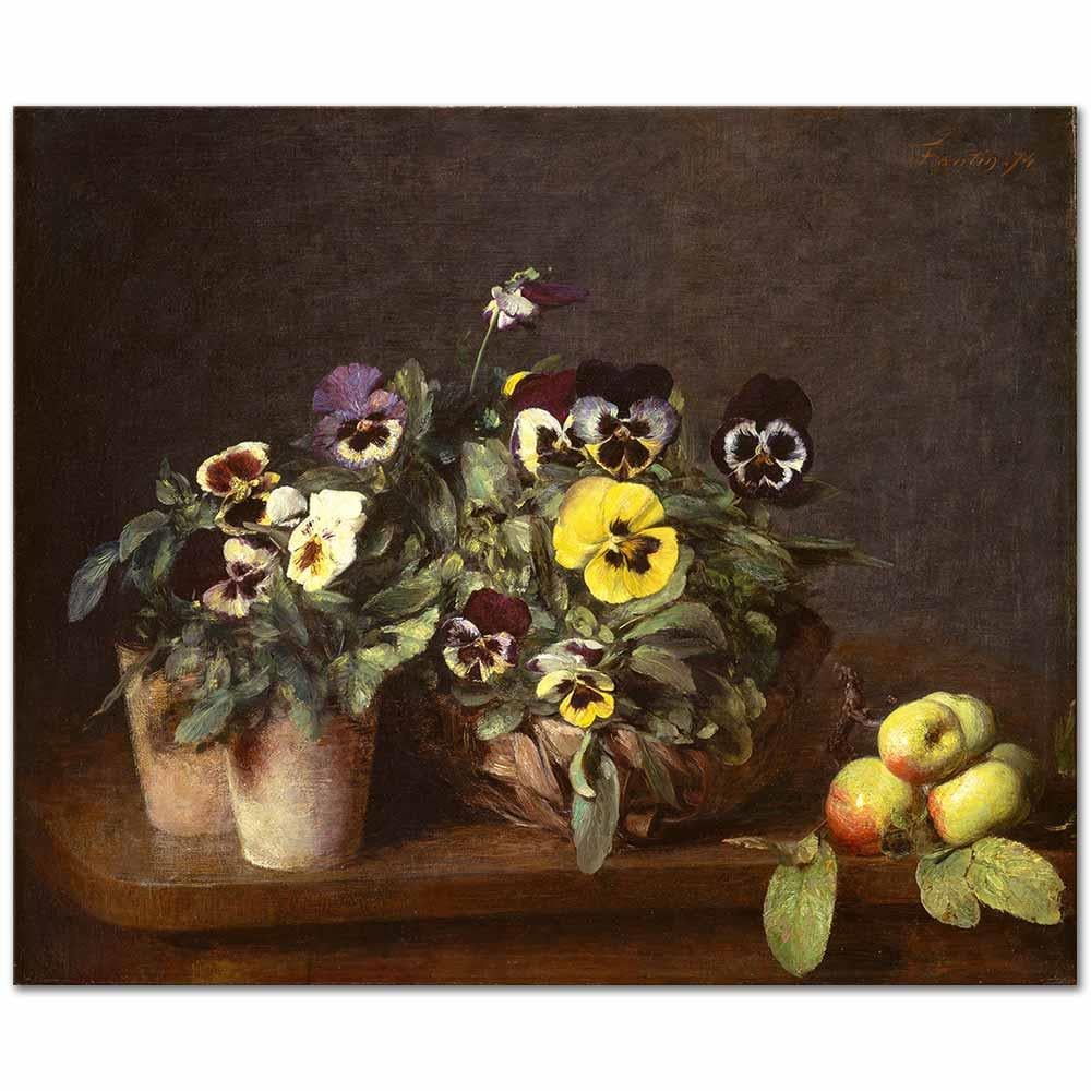 Henri Fantin Latour Hercai Menekşeli Natürmort Kanvas Tablo