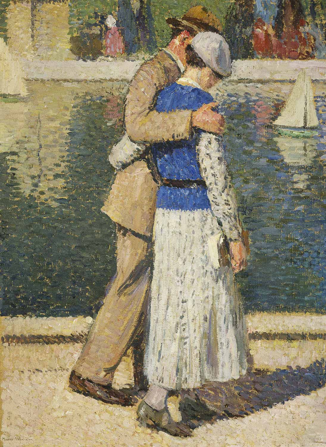 Henri Martin Un Couple Marchant le long du bassin du Luxembourg Art Print